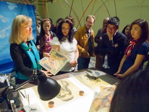 at the Dessinateur station, where their craft is to deconstruct an artists' design into production ready layers.  Each layer represent a different colour in the screen printing station.     