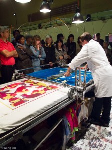 at Silk Printing station,  we were given a live demonstration of the printing process.  They are working with a simpler, 11 layers design